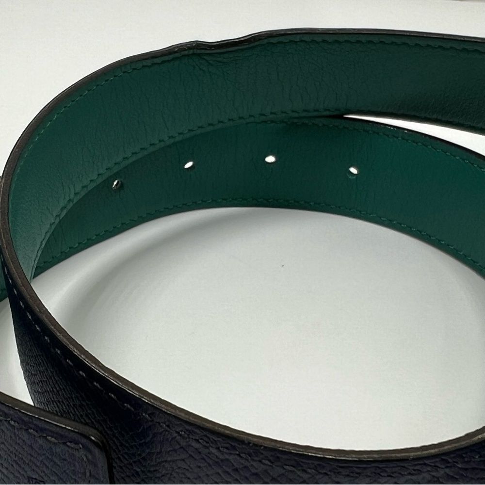 Hermes Reversible H Belt Blue And Green Size 85 Silver Buckle 30mm - Picture 7 of 7